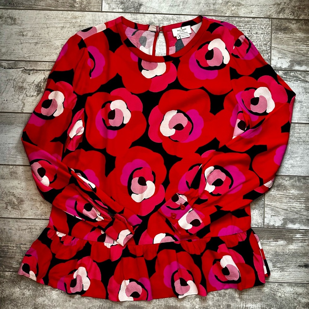 Kate Spade Floral Peplum Top